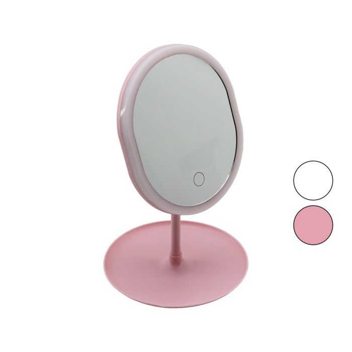 YUVARLAK- DÜZ KENAR 7 İNÇ LEDLİ - USB ŞARJLI MAKYAJ AYNASI 90°TAKILIKLI AYAKR.PLS 17.5CM (4549)