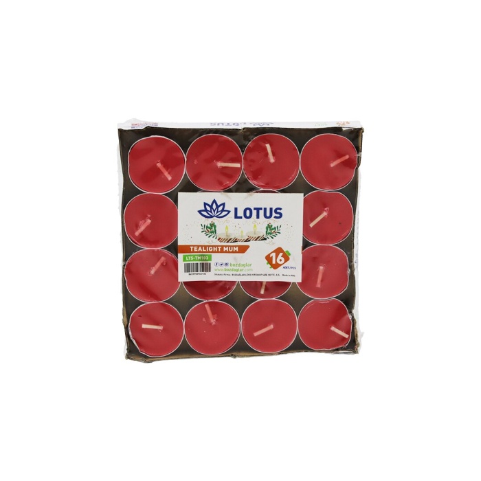 16PCS   YUVARLAK - KIRMIZI  TEA LİGHT MUM (4549)