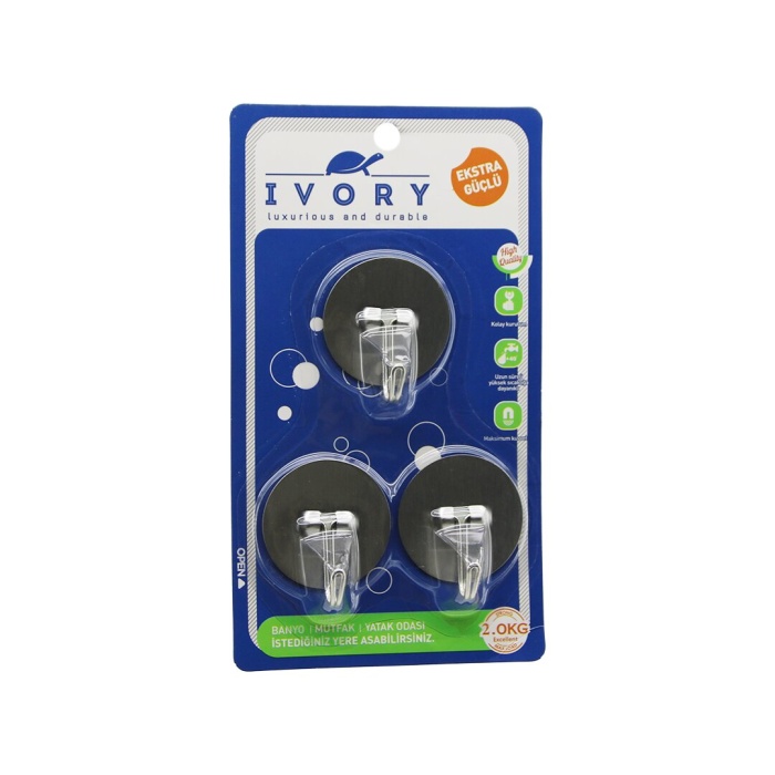 3PCS   YUVARLAK - KOMPLE METAL  YAPIŞKAN ASKI (4549)