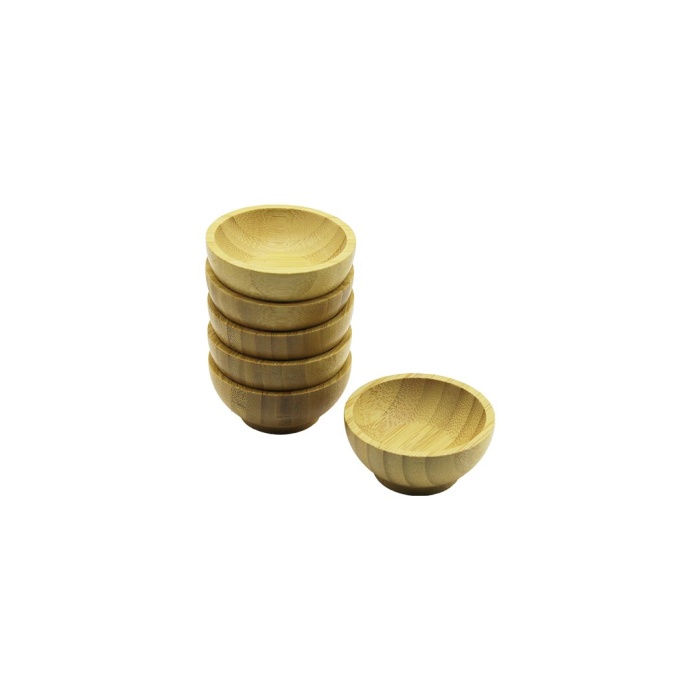6 PCS MİNİ=6CM AHŞAP BAMBU LOKUMLUK - ÇEREZLİK KASE (4549)