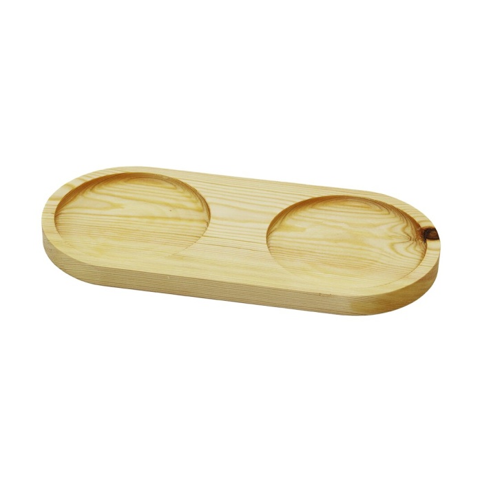2 BÖLMELİ - OVAL   AÇIK RENK=SADE  AHŞAP YAĞDANLIK ALTLIK  27X12.5CM (4549)