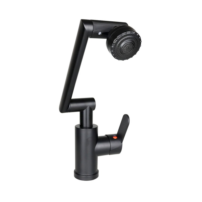 SİYAH - 1080 DERECE DÖNEBİLEN ÇOK FONKSİYONLU MUSLUK BATARYA KTX-3307 (4549)