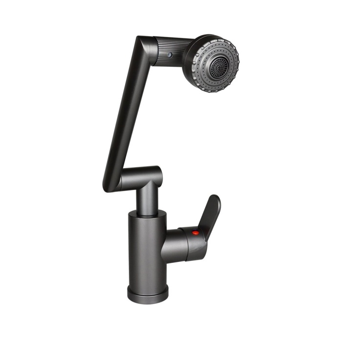 GRİ - 1080 DERECE DÖNEBİLEN ÇOK FONKSİYONLU MUSLUK BATARYA KTX-3308 (4549)