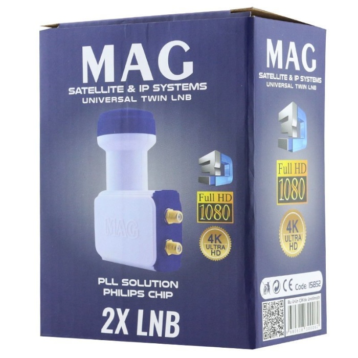 MAG ÇİFTLİ TWİN LNB ALTIN UÇLU PHILIPS CHİP 0.1DB (4549)