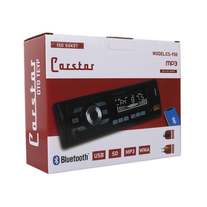 ÇİFT USB/SD/FM/AUX/BLUETOOTH KUMANDALI OTO TEYP 4X60 WATT CS-930 (4549)