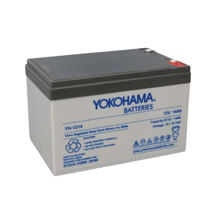 YOKOHAMA YH-1214 12 VOLT - 14 AMPER ELEKTRİKLİ BİSİKLET AKÜSÜ (150 X 95 X 98 MM) (4549)