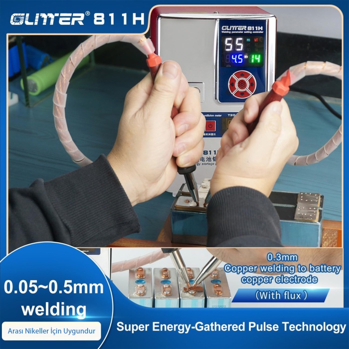 GLİTTER 811H ŞARJLI PİL PROFESYONEL BAKIR - NİKEL PUNTA KAYNAK MAKİNESİ 36KW/42KW 7000A (4549)