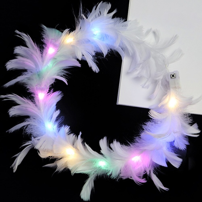 Led Işıklı Rengarenk Yanan 3 Fonksiyonlu Otrişli Parti Tacı Beyaz Renk 12x12 cm (4549)