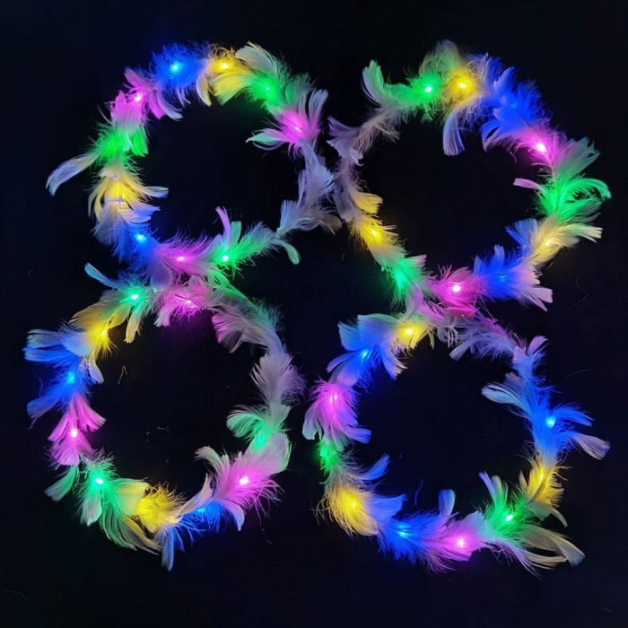 Led Işıklı Rengarenk Yanan 3 Fonksiyonlu Otrişli Parti Tacı Renkli 12x12 cm (4549)