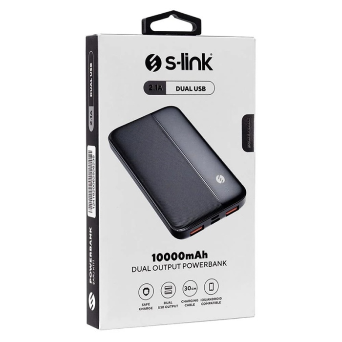 S-LINK IP-G10N SİYAH MICRO+TYPE C GİRİŞLİ 10000 MAH TAŞINABİLİR ŞARJ CİHAZI POWERBANK (4549)