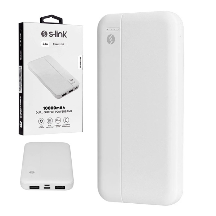 S-LINK IP-G10N BEYAZ MICRO+TYPE C GİRİŞLİ 10000 MAH TAŞINABİLİR ŞARJ CİHAZI POWERBANK (4549)