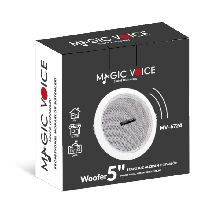 MAGICVOICE MV-6724  5 13 CM 8 OHM 6 W BEYAZ ALÇIPAN HOPARLÖR TRAFOSUZ (4549)