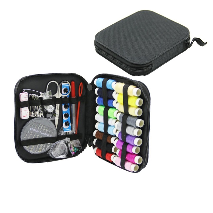11 ÇEŞİT= 84PCS  SEYAHAT DİKİŞ SETİ  MAKAS - İĞNE - İPLİK - MEZURA DÜĞME - MERCEK VB. (4549)