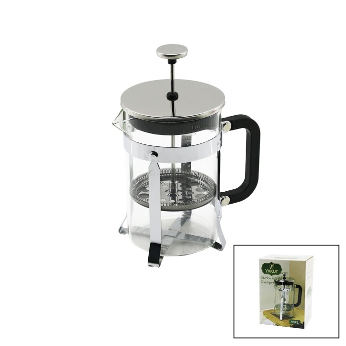 FRECHPRESS  600ML   CAM  BİTKİ SÜZGEÇİ METAL KAFES - PLASTİK SAPLI METAL KAPLAMALI PLS.KAPAK (4549)