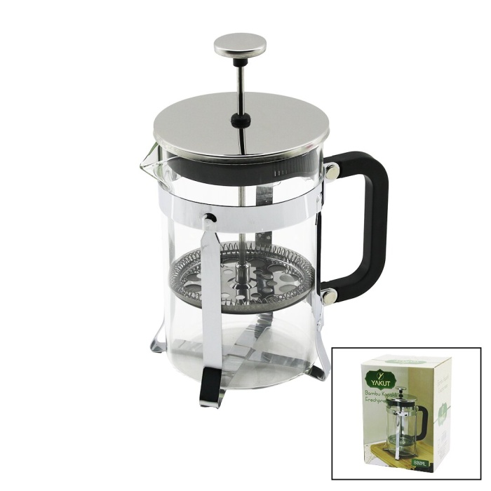 FRECHPRESS  800ML   CAM  BİTKİ SÜZGEÇİ METAL KAFES - PLASTİK SAPLI METAL KAPLAMALI PLS.KAPAK (4549)