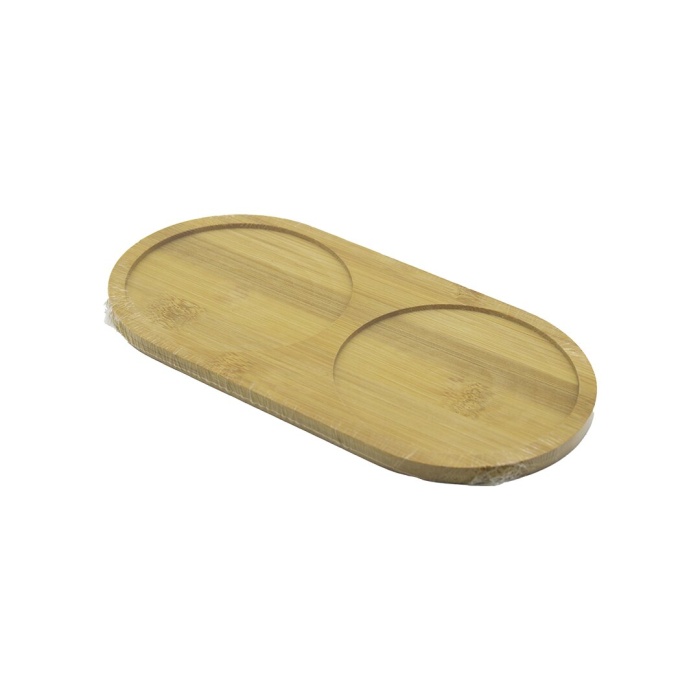 2 BÖLMELİ   OVAL  AHŞAP BAMBU YAĞDANIK ALTLIK  12X24X0.8CM (4549)