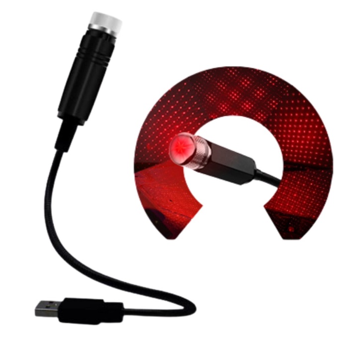Kırmızı Ayak Altı Tavan Led Araç içi Aydınlatma Oto Araba İç Disko Ayarlanır USB Lamba Işık (4549)