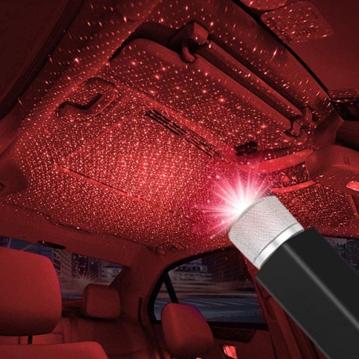 Kırmızı Ayak Altı Tavan Led Araç içi Aydınlatma Oto Araba İç Disko Ayarlanır USB Lamba Işık (4549)