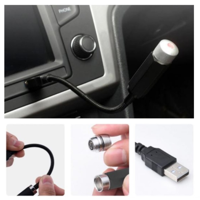 Kırmızı Ayak Altı Tavan Led Araç içi Aydınlatma Oto Araba İç Disko Ayarlanır USB Lamba Işık (4549)