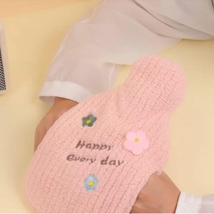 1 Litre El Geçirmeli Örgülü Sıcak Su Torbası Happy (4549)