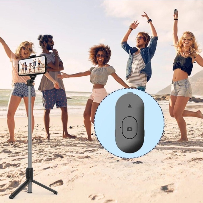 Masaüstü Tripod Olabilen Telefon Tutuculu Kablosuz Kumandalı Selfie Çubuğu (4549)