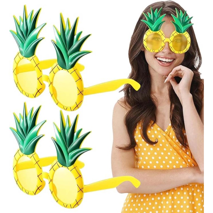 Tropikal Hawaii Ananas Şekilli Parti Gözlüğü 9.5 x 14 cm (4549)