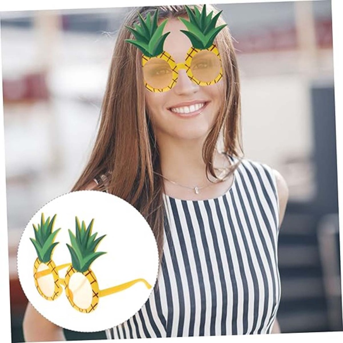 Tropikal Hawaii Ananas Şekilli Parti Gözlüğü 9.5 x 14 cm (4549)