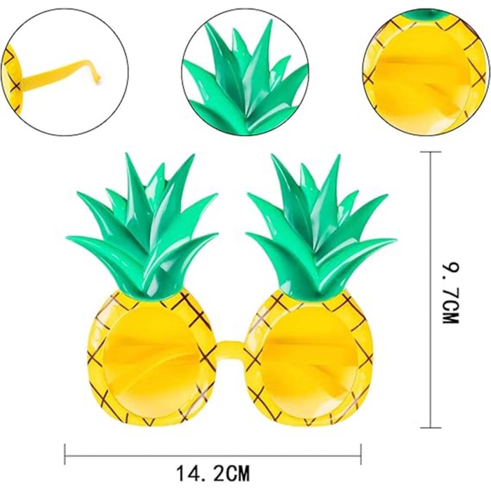 Tropikal Hawaii Ananas Şekilli Parti Gözlüğü 9.5 x 14 cm (4549)