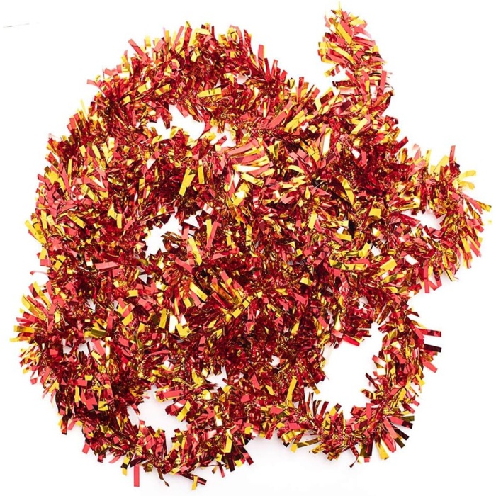 Kırmızı Altın Renk 4 cm Genişlik Garland Çift Renk Sim Süs 180 cm (4549)