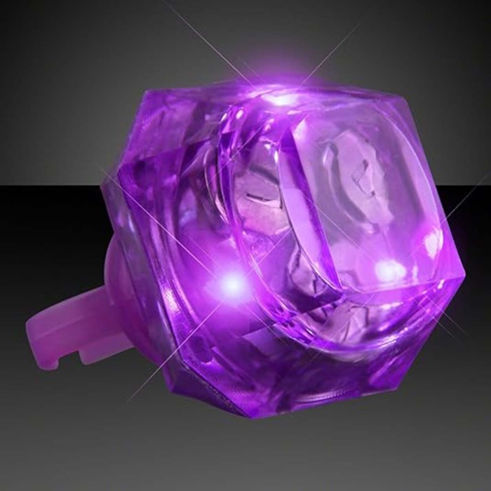 Kristal Tasarımlı Led Glow Işıklı 3 Modlu Mor Yüzük 3.5 x 5 cm (4549)