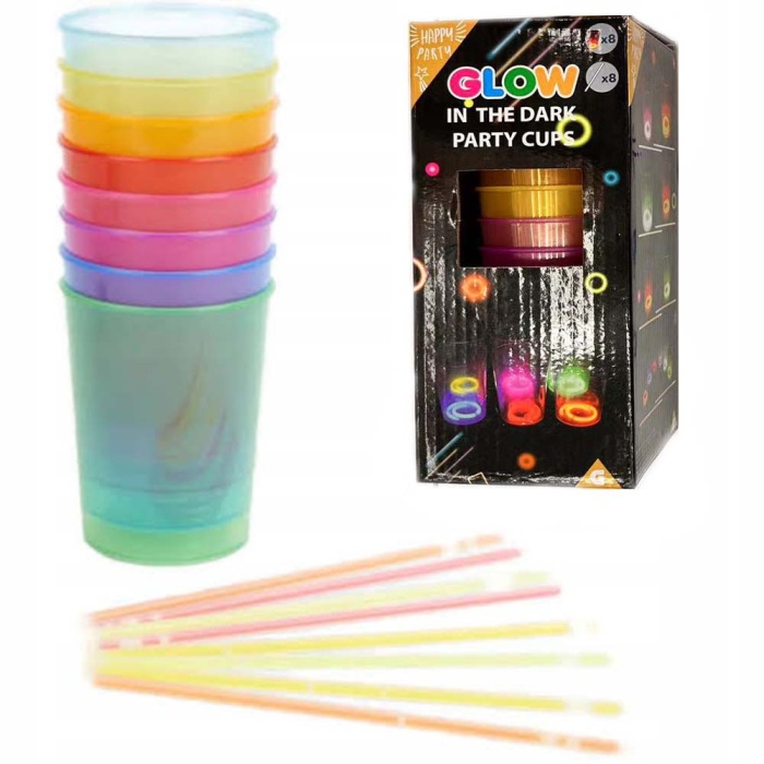 Karanlıkta Yanan Gece Işığı Mega Glow Bardaklar 8 Adet 8.5 x 10.5 cm (4549)