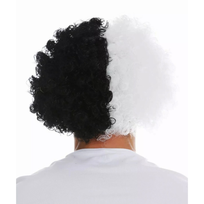 Siyah Beyaz Kıvırcık Afro Bonus Peruk Taraftar Bonus Saç (4549)
