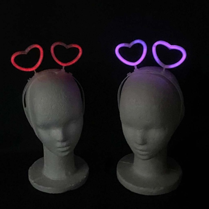 Glow Stick Karanlıkta Yanan Fosforlu Kalp Taç 12 Adet (4549)