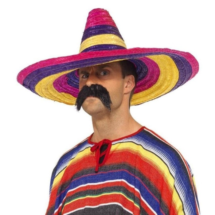 Sombrero Meksika Şapkası Renkli Örme Hasır Yetişkin Boy (4549)