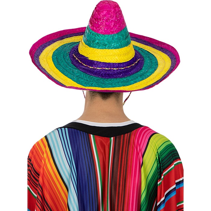 Sombrero Meksika Şapkası Renkli Örme Hasır Yetişkin Boy (4549)