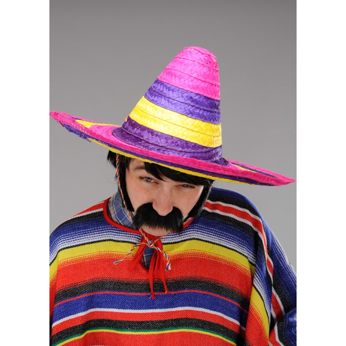 Sombrero Meksika Şapkası Renkli Örme Hasır Yetişkin Boy (4549)