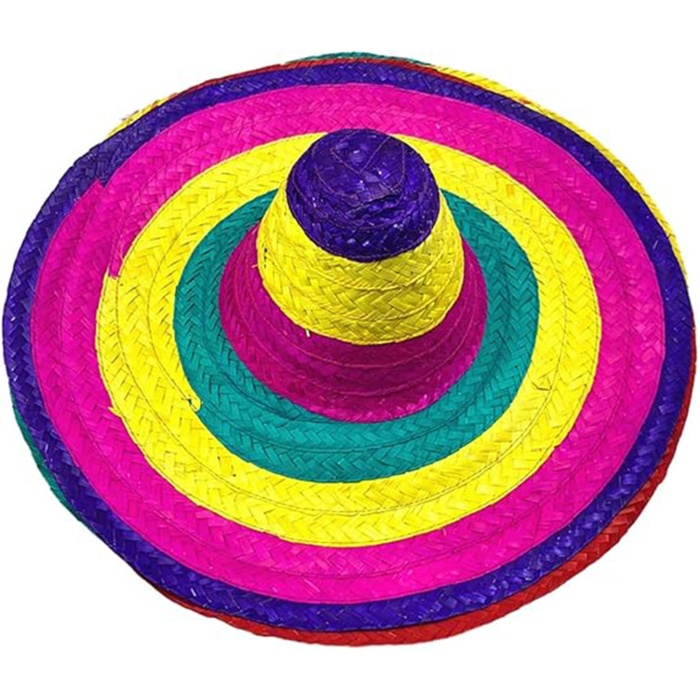 Sombrero Meksika Şapkası Renkli Örme Hasır Yetişkin Boy (4549)