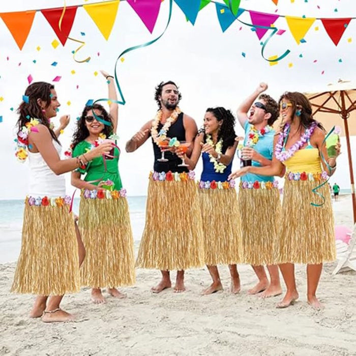 Hawaii Tarzı Hula Eteği – 60 cm Hasır Naturel Etek (4549)