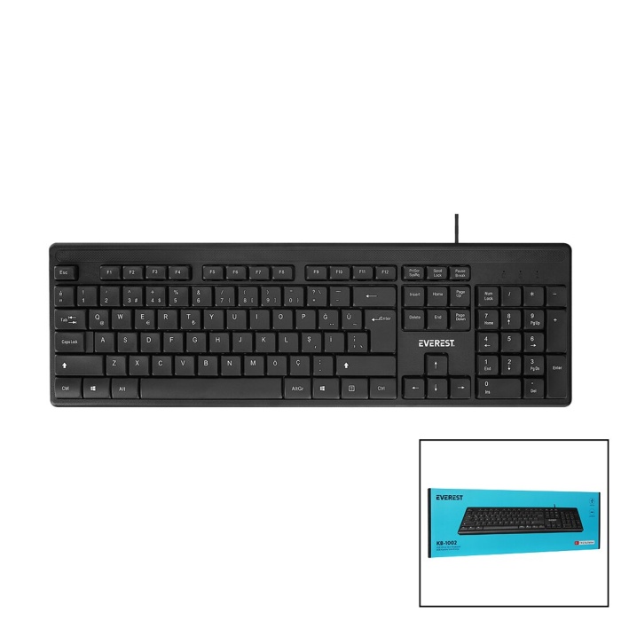 EVEREST KB-1002  USB KABLOLU  KLAVYE  Q KALVYE  130CM KABLO (4549)