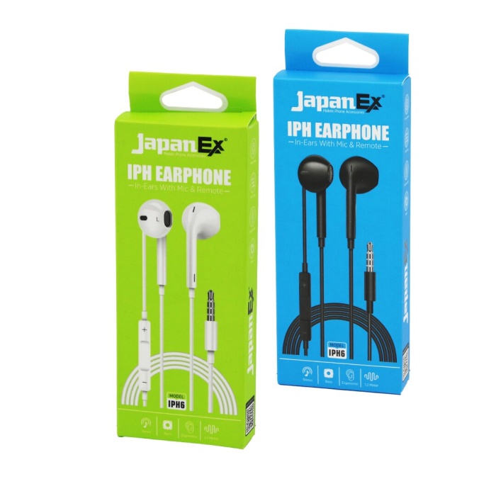 JAPANEX  IPH6   KULAK İÇİ   MİKROFONLU  STEREO KULAKLIK  KABLOLU= 1.2MT   AUX GİRİŞ (4549)