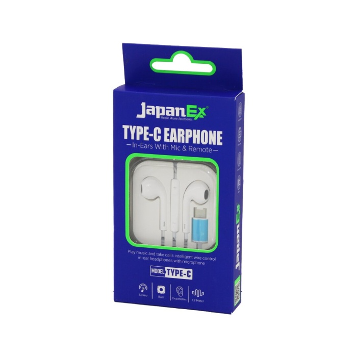 JAPANEX  TYPE-C   KULAK İÇİ   MİKROFONLU  STEREO KULAKLIK KABLOLU= 1.2MT TYPE-C GİRİŞ PLASTİK KUTULU (4549)