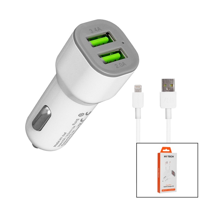 İPHONE - KABLOLU  OTO - ARAÇ ÇAKMAKLIK ŞARJ BAŞLIK SET  3.1A - 155W - 1MT KABLO  HY-X44 (4549)