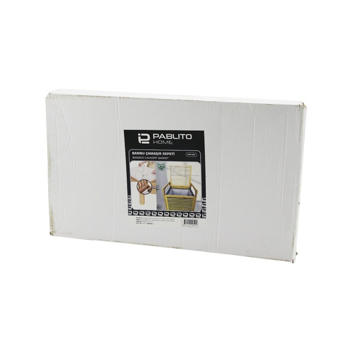 AHŞAP BAMBU KİRLİ ÇAMAŞIR SEPETİ - KUMAŞ ÇANTALI SEPET=40X35X44CM  KOL=16CM+44=Y=60CM (4549)