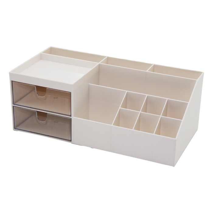 2 ÇEKMECELİ + 12 BÖLMELİ  PLASTİK MAKYAJ - TAKI ORGANİZER 12X24CM-- Y: 4-6-7-8-9CM (4549)