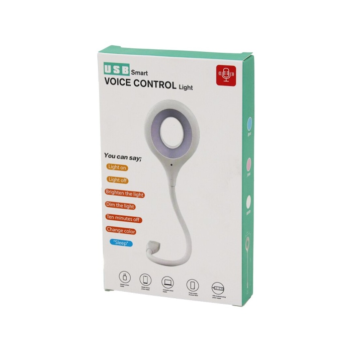 USB SMART VOICE CONTROL LİGHT SESLİ IŞIK AYARLI MİNİ YUVARLAK USB 16 LEDLİ LAMBA AKROBAT KOLLU 2W 5V-0.5A (4549)