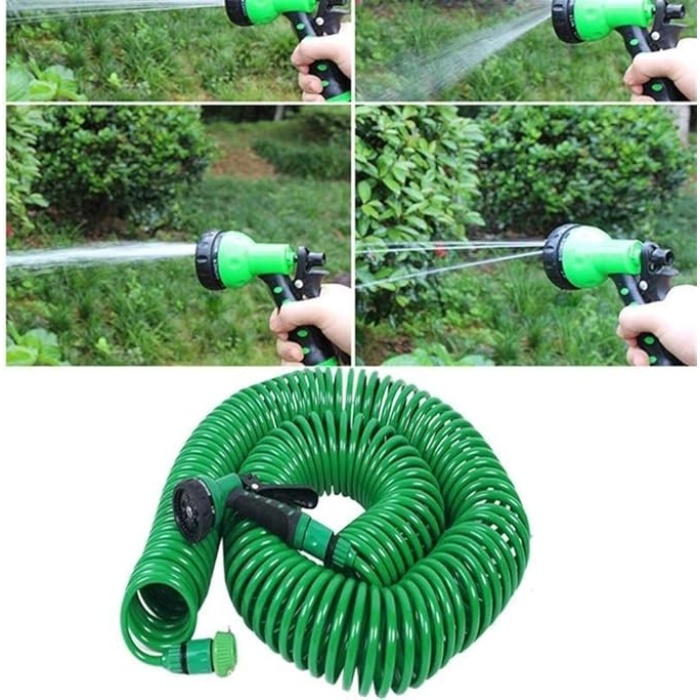 30 Metre Spiral Hortum + 4 Fonksiyonlu Özel Sulama Tabancası (4549)