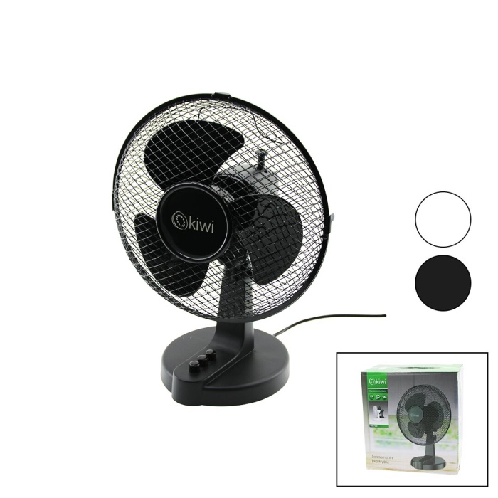 KİWİ KFAN-7609  23CM   MASA ÜSTÜ  VANTİLATÖR  METAL KAFES   2 KADEME HIZ   3 PLASTİK KANAT   18W (4549)