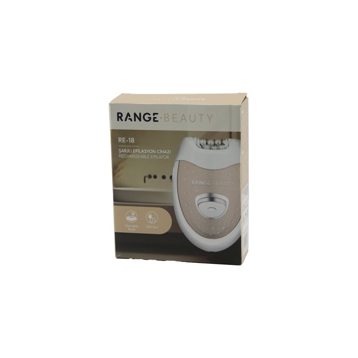 RANGE BEAUTY RE-18 EPİLASYON CİHAZI EPİLATÖR USB ŞARJLI=50DK 2 KADEME HIZ YIKANABİLİR BAŞLIK=18 ÇİFT CIMBIZ (4549)