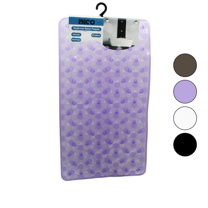 DİKDÖRTGEN - LÜX PVC PETEK DESEN - ŞEFFAF-BUZLU 98PCS VANTUZ KAYDIRMAZ BANYO - KÜVET PASPAS 37X68CM (4549)