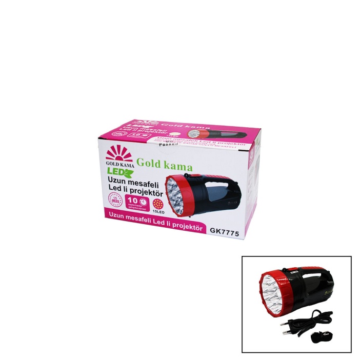 15 LED  FİŞ ŞARJLI EL FENERİ ROJEKTÖR GK-7775 (4549)